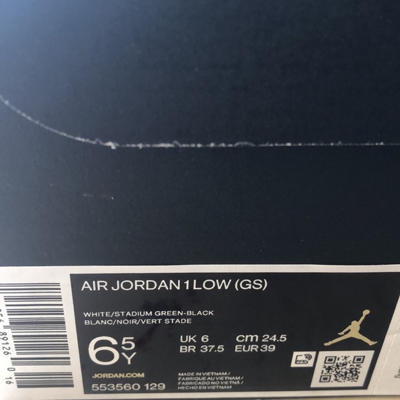 💚🤍NIKE AIR JORDAN 1 LOW GS SNEAKERS🤍💚 - Picture 12 of 13